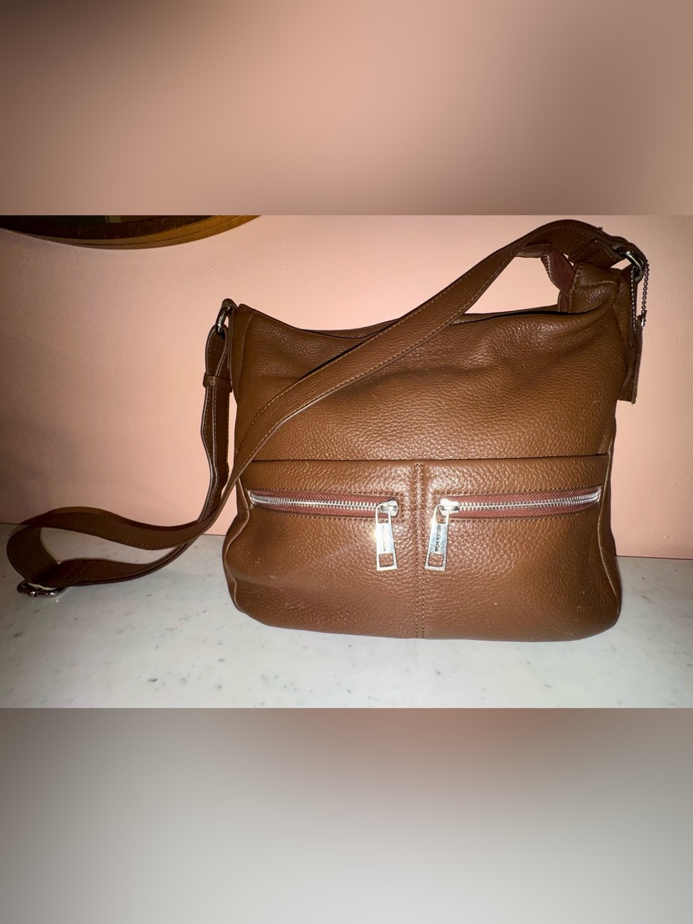 Rudsak Atelier Noir Rich Cocoa Brown Pebbled Leather Slouchy Crossbody Hobo Bag